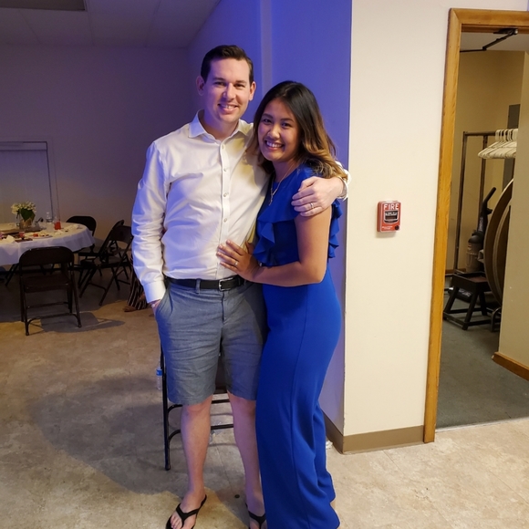 Romwe Cobalt blue jumpsuit with ruffle detail - Picture 4 of 4